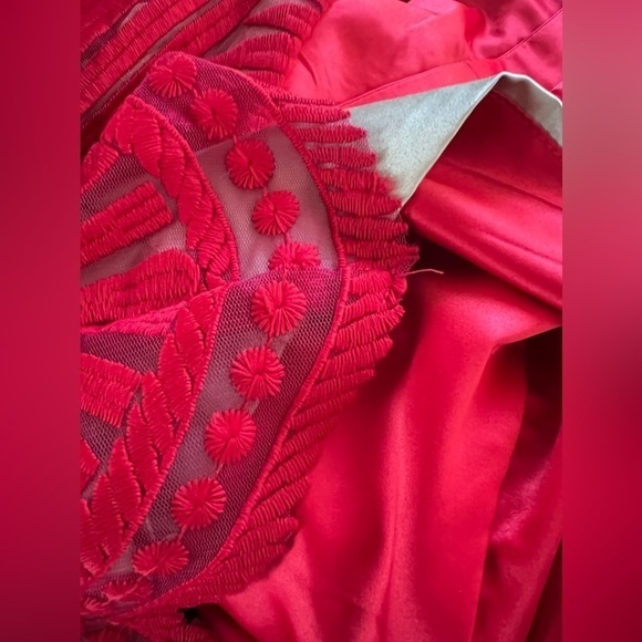 Bardot Red Lace Overlay Dress Size 4 - Picture 8 of 13